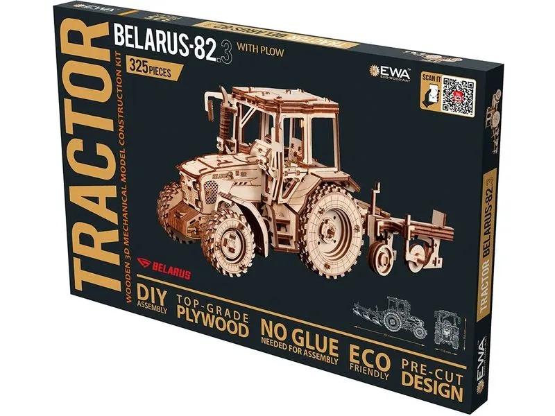 Eco-Wood-Art Bausatz Traktor 82.3 mit Pflug