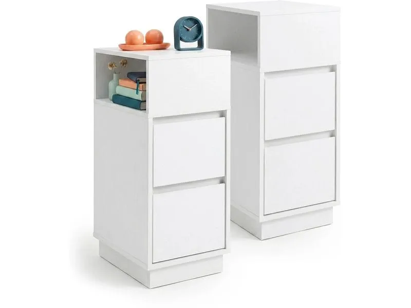 relaxdays Nachttisch 24 x 64 cm, Weiss , 2er Set relaxdays Nachttisch 24 x 64 cm, Weiss , 2er Set