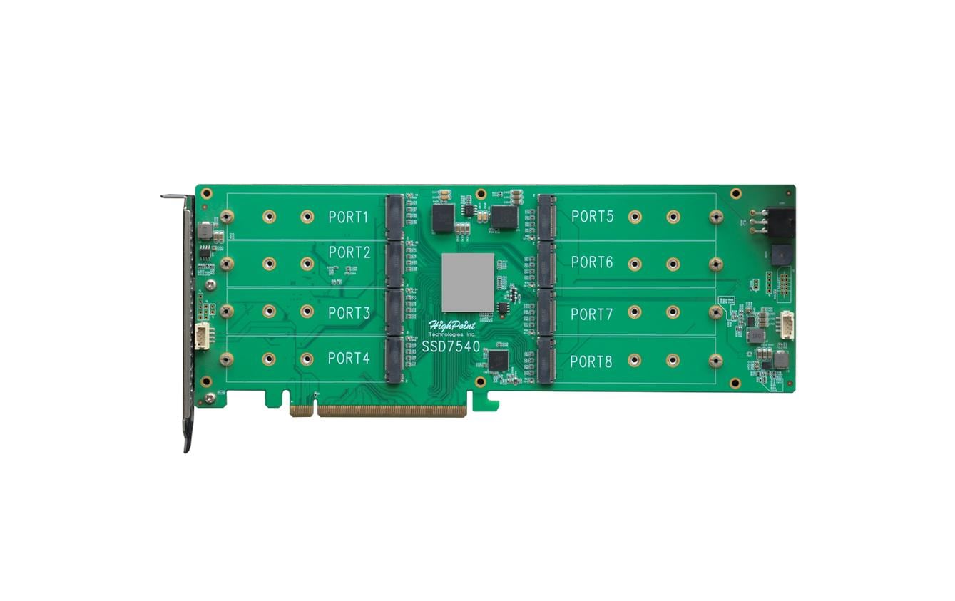Highpoint Host Bus Adapter Rocket 1508 PCI-Ex16v4 - 8x M.2 NVMe Highpoint Host Bus Adapter Rocket 1508 PCI-Ex16v4 - 8x M.2 NVMe