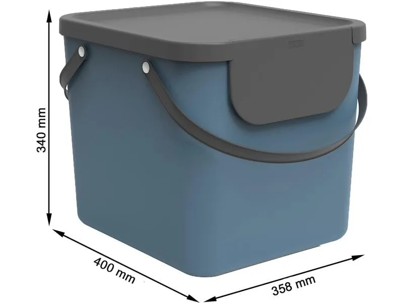 Rotho Recyclingbehälter Albula 40 l, Blau/Grau/Schwarz Rotho Recyclingbehälter Albula 40 l, Blau/Grau/Schwarz