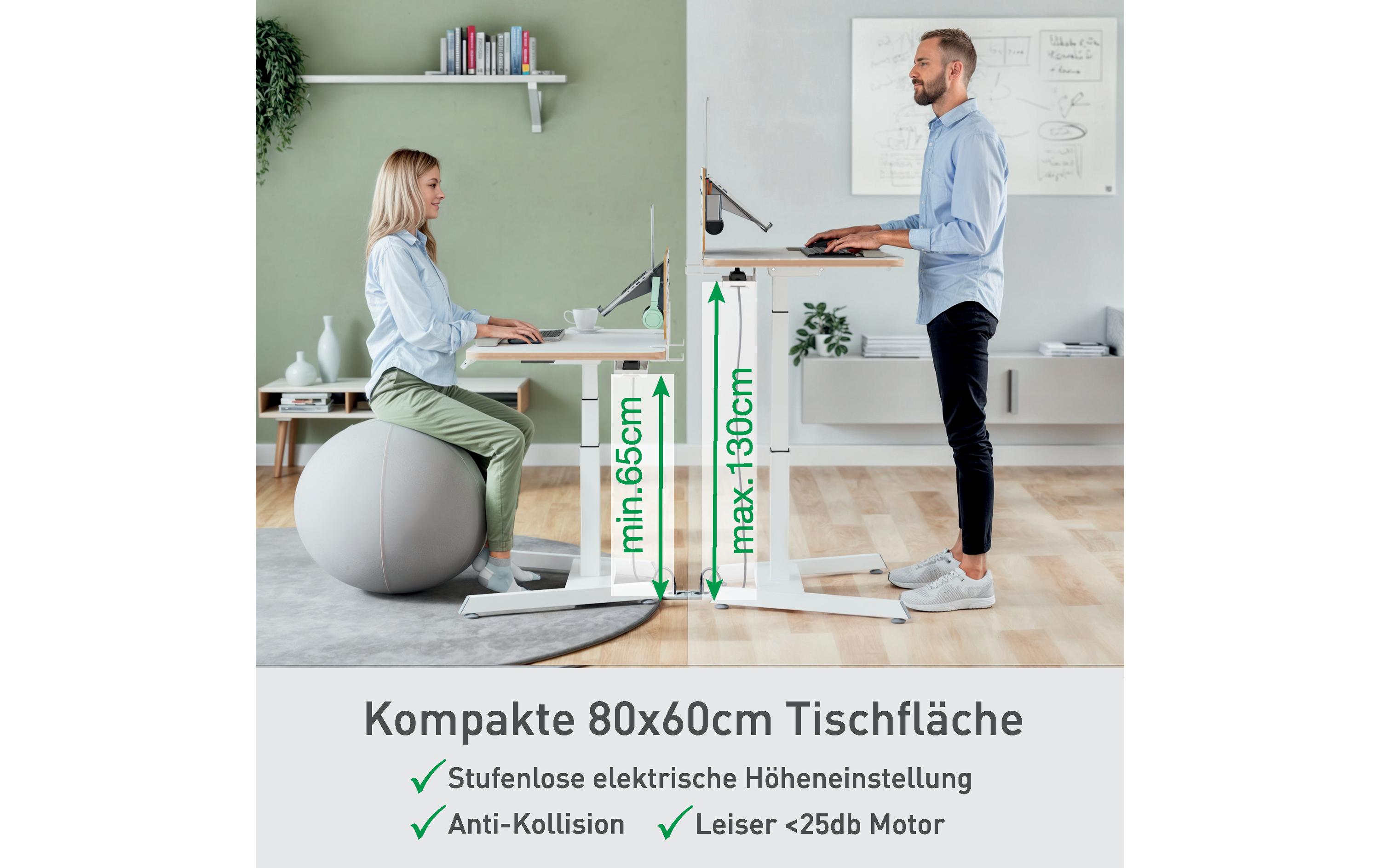 Leitz Ergo, höhenverstellbarer Sitz-Stehtisch Weiss