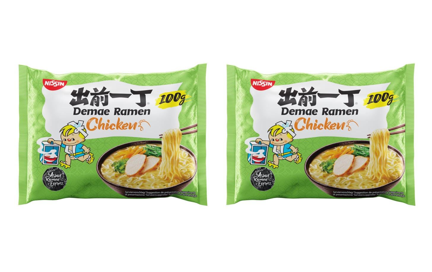 Nissin Food Fertiggericht Demae Ramen Nudelsuppe Huhn 2 x 100 g