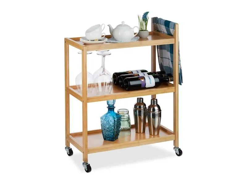 relaxdays Bartrolley Bambus 76.5 x 30 cm, Nature relaxdays Bartrolley Bambus 76.5 x 30 cm, Nature