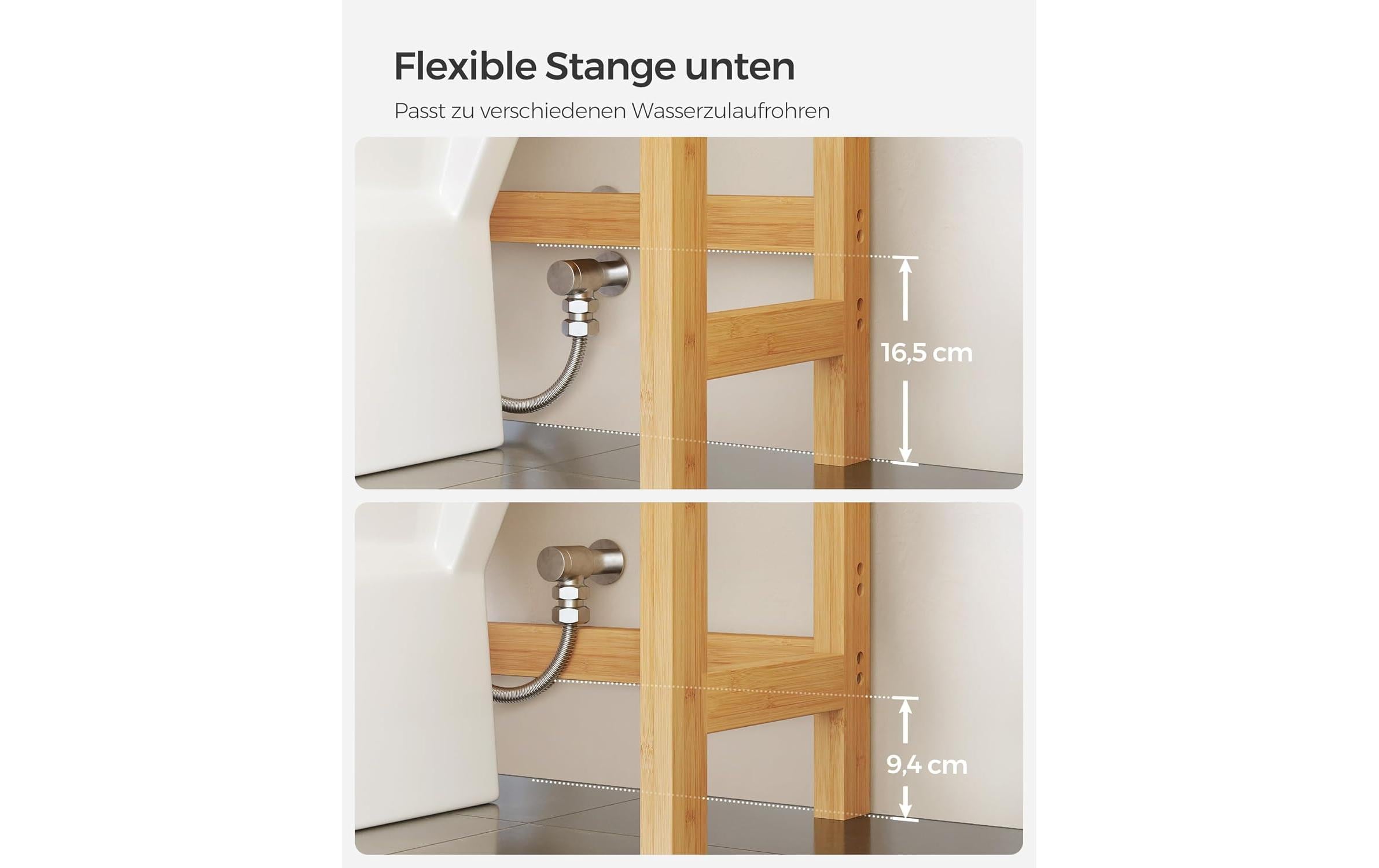 Songmics Badezimmerregal mit 3 Ablagen 63 x 170 cm, Braun