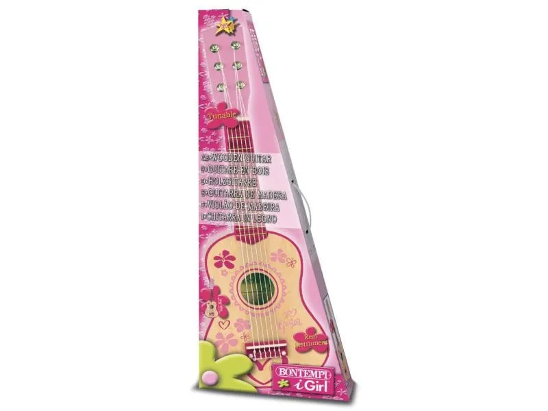 Bontempi Musikinstrument Holz-Gitarre 55 cm Pink Stickers Bontempi Musikinstrument Holz-Gitarre 55 cm Pink Stickers
