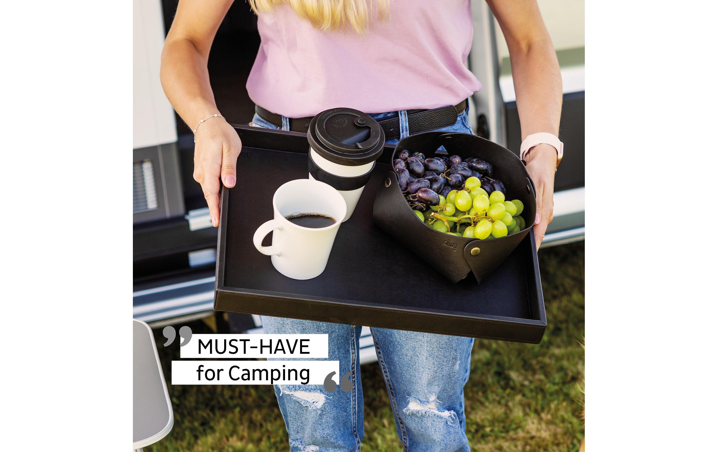 Silwy Metall-Tablett im Leder-Look Schwarz