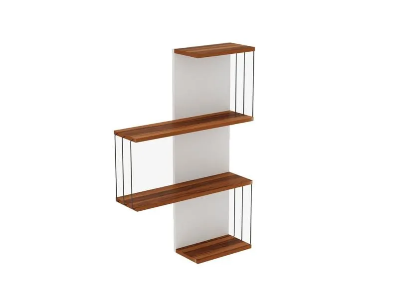 Woody Fashion Wandregal Çambel 64 x 96 x 19 cm, Braun/Weiss Woody Fashion Wandregal Çambel 64 x 96 x 19 cm, Braun/Weiss