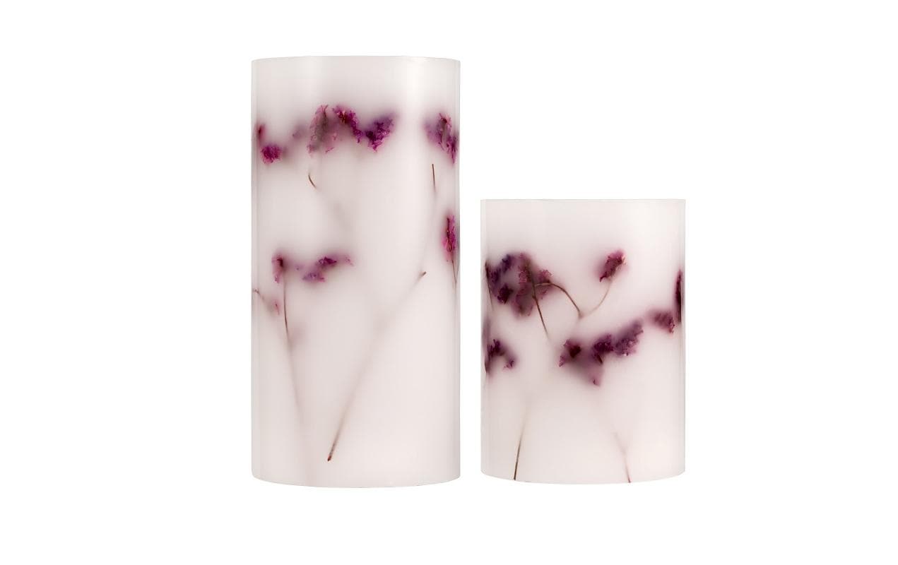 Pauleen LED-Kerzen Set Shiny Bloom, Ø 7.6 cm, Violett/Weiss, 2 Stk.