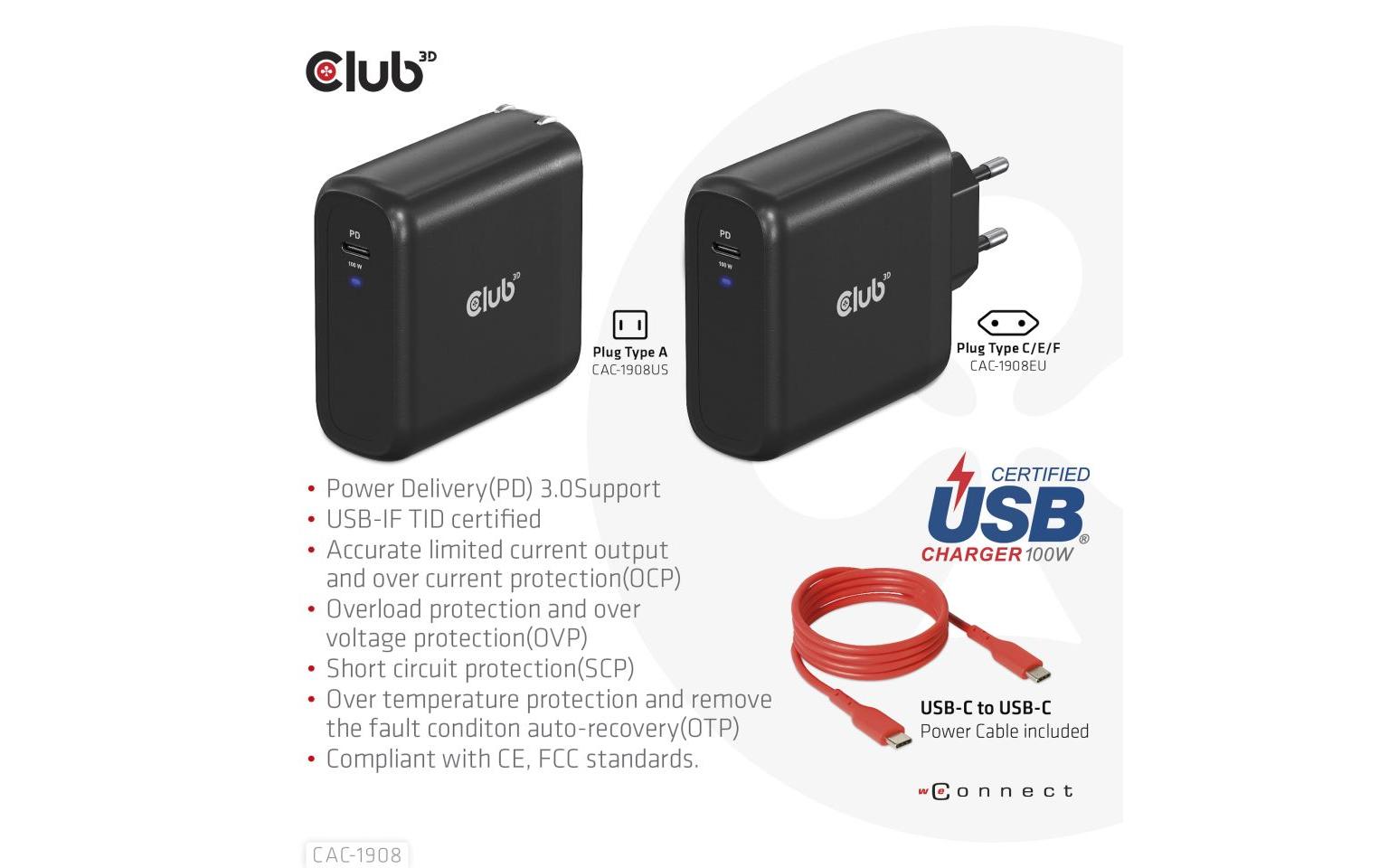 Club 3D USB-Wandladegerät CAC-1908