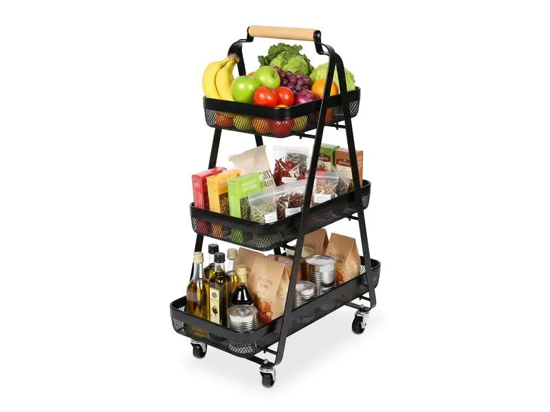 relaxdays Küchenwagen 84.5 x 57 x 31 cm Schwarz relaxdays Küchenwagen 84.5 x 57 x 31 cm Schwarz