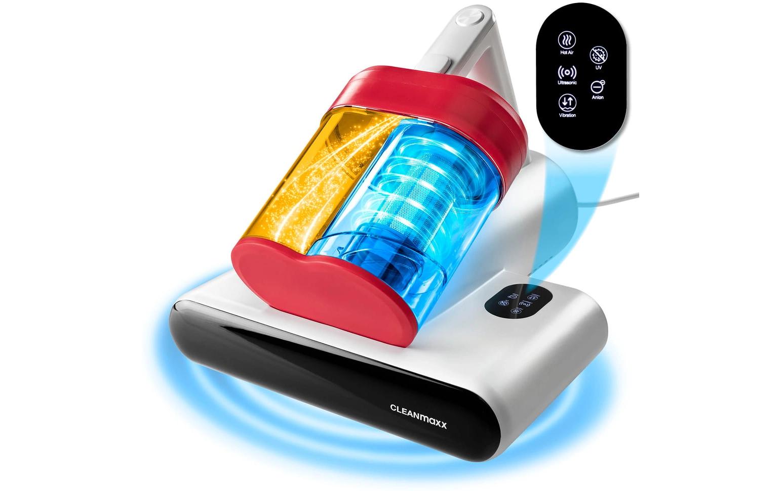 CLEANmaxx Milben-Handstaubsauger 400W, Weiss/Rot + CH-Stecker