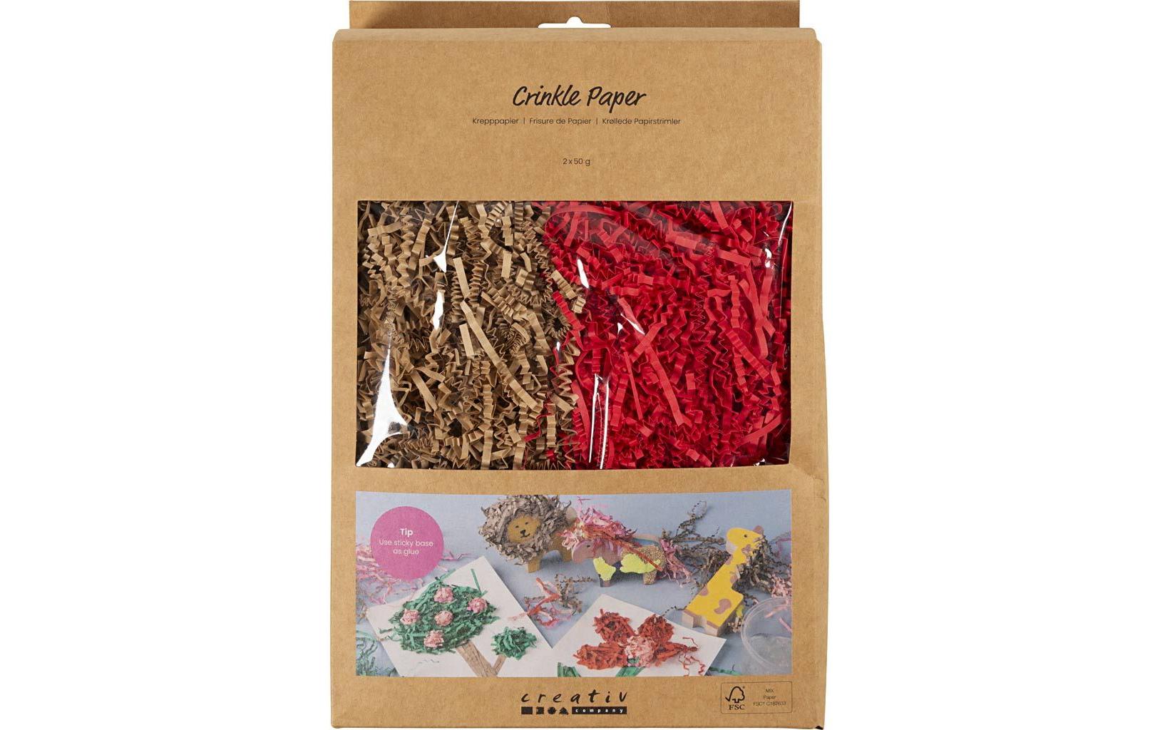 Creativ Company Papier-Füllmaterial 25-30 cm x 3 mm, 100g, Braun-Rot