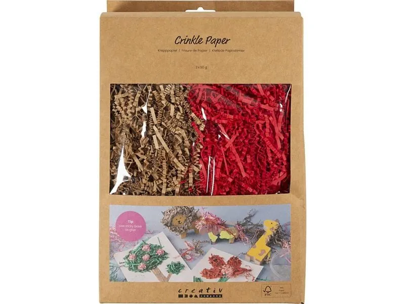 Creativ Company Papier-Füllmaterial 25-30 cm x 3 mm, 100g, Braun-Rot