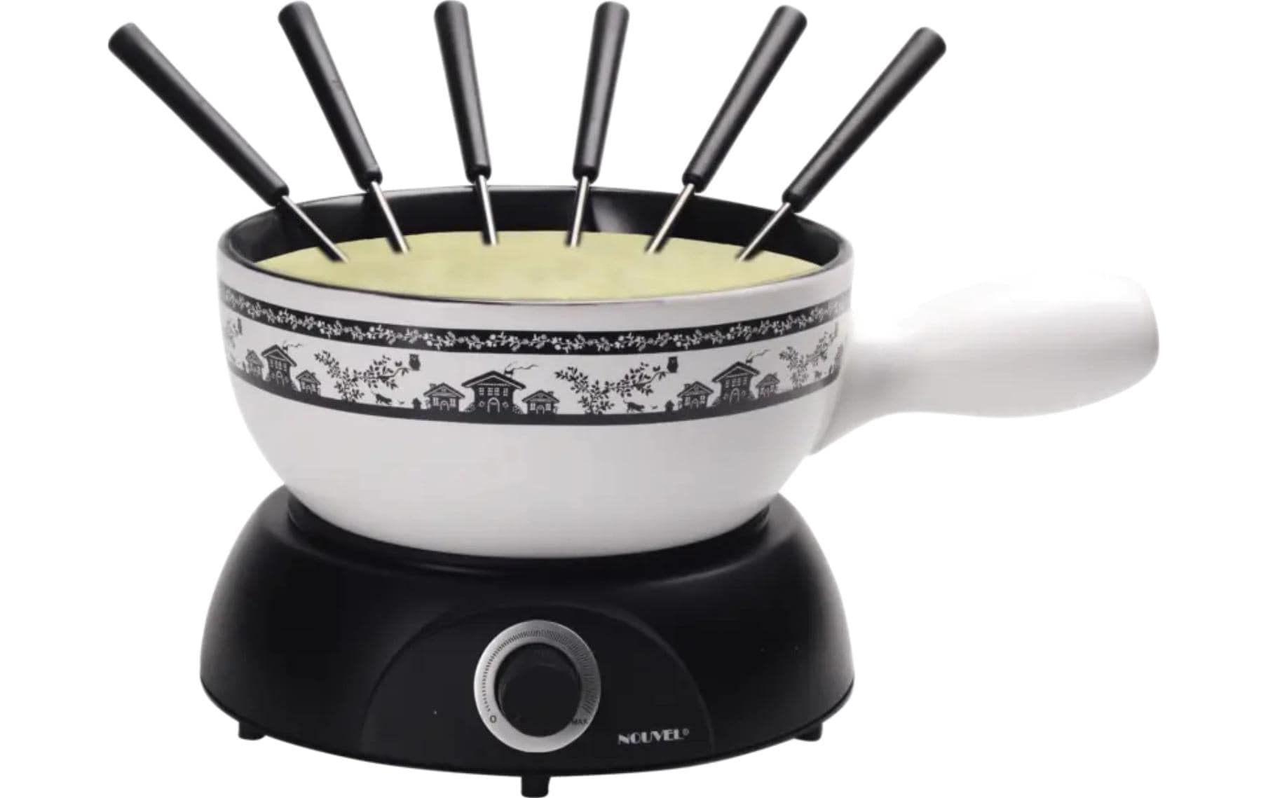 Nouvel Käsefondue-Set Kuhband 8 Teile, Schwarz