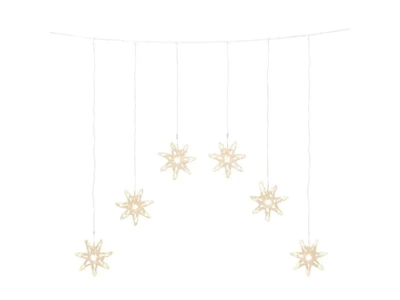 Konstsmide LED Lichtervorhang mit 6 Sternen 48 warmweisse Dioden