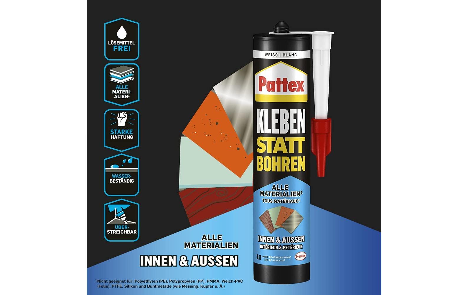 Pattex Montagekleber Innen & Aussen 450 g, Weiss