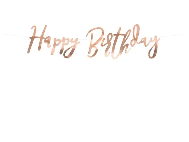 Partydeco Girlande Happy Birthday Rosegold, 16.5 x 62 cm