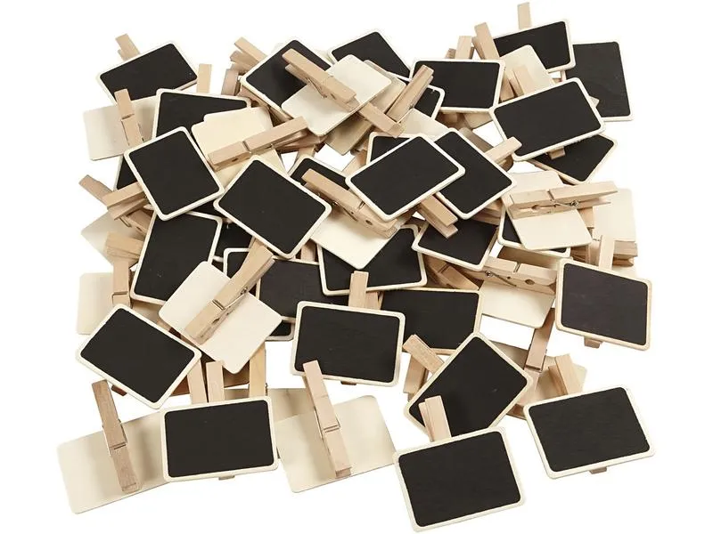 Creativ Company Minikreidetafel mit Klammern 6.8 x 4.7 cm, 100 Stück