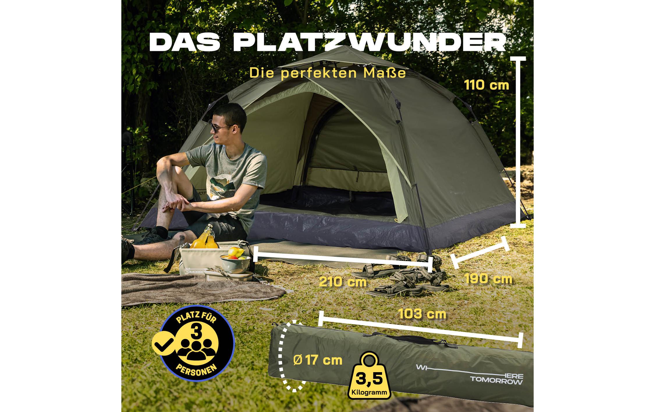 Where tomorrow Pop-Up-Zelt Drei Personen - Grün
