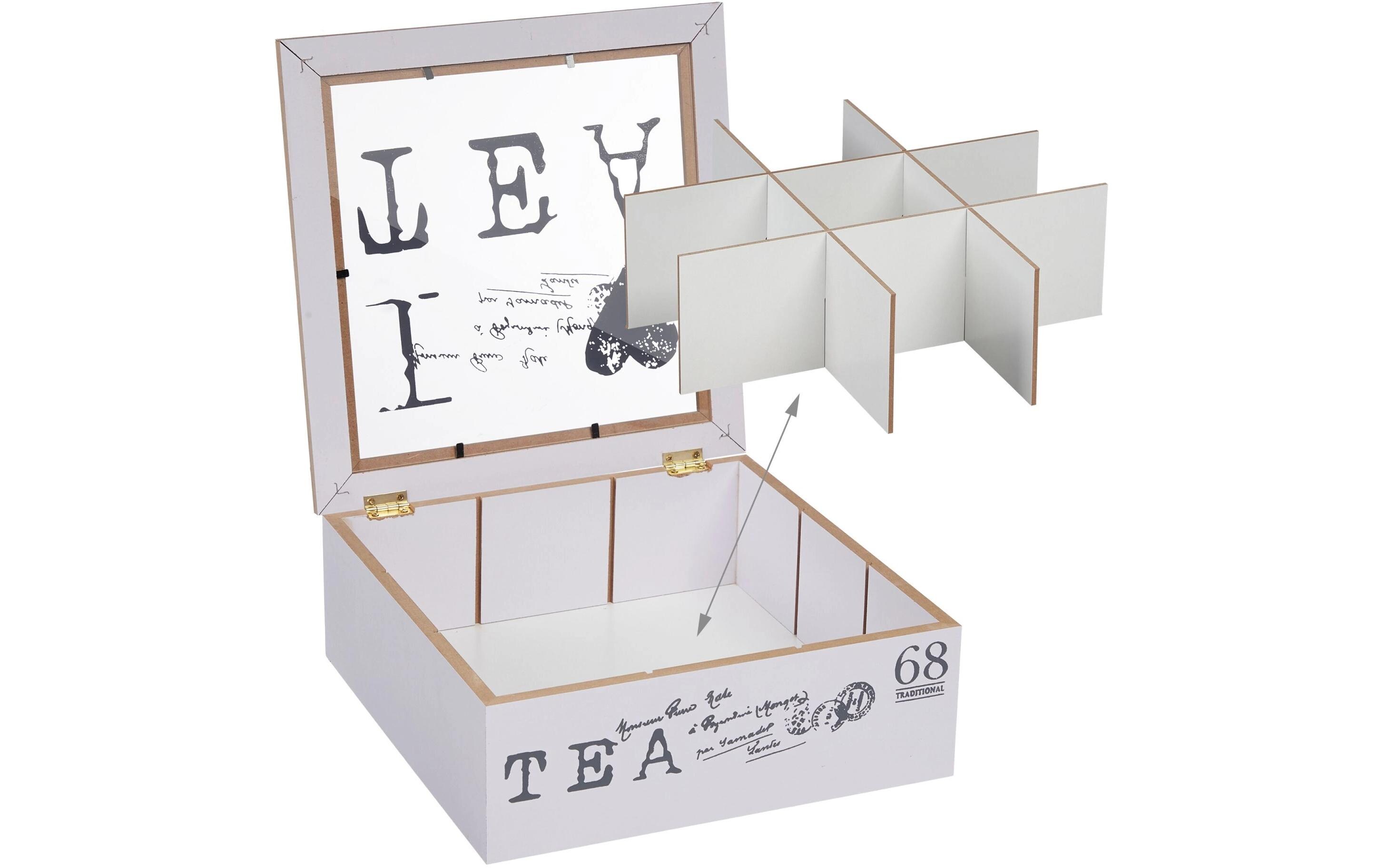 relaxdays Teebeutel-Box Grau/Weiss