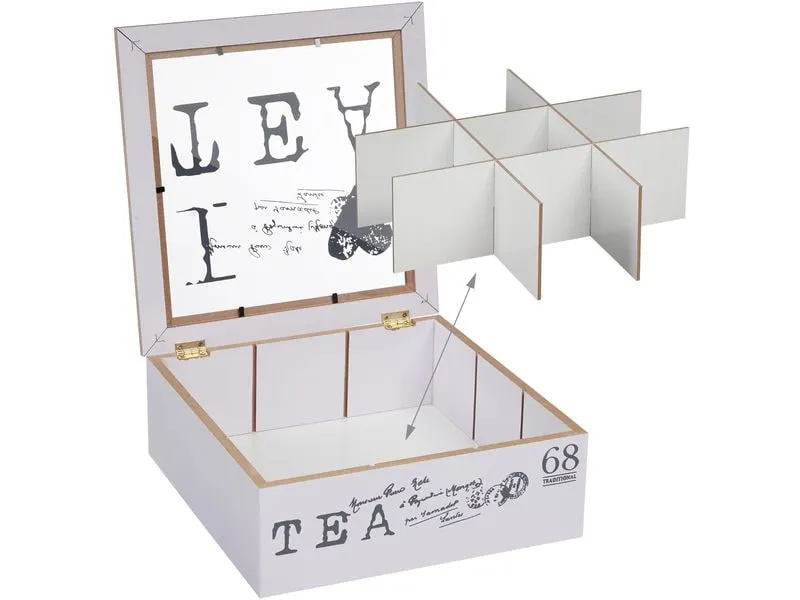 relaxdays Teebeutel-Box Grau/Weiss relaxdays Teebeutel-Box Grau/Weiss