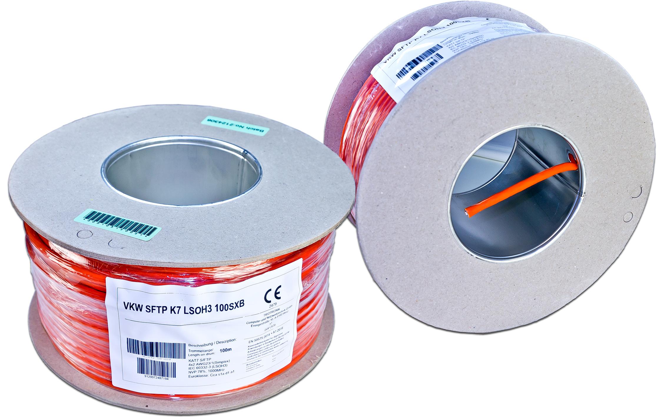 Wirewin Verlegekabel VKW SFTP K7 LSOH3 Cat 7, S/FTP, 100 m, Orange