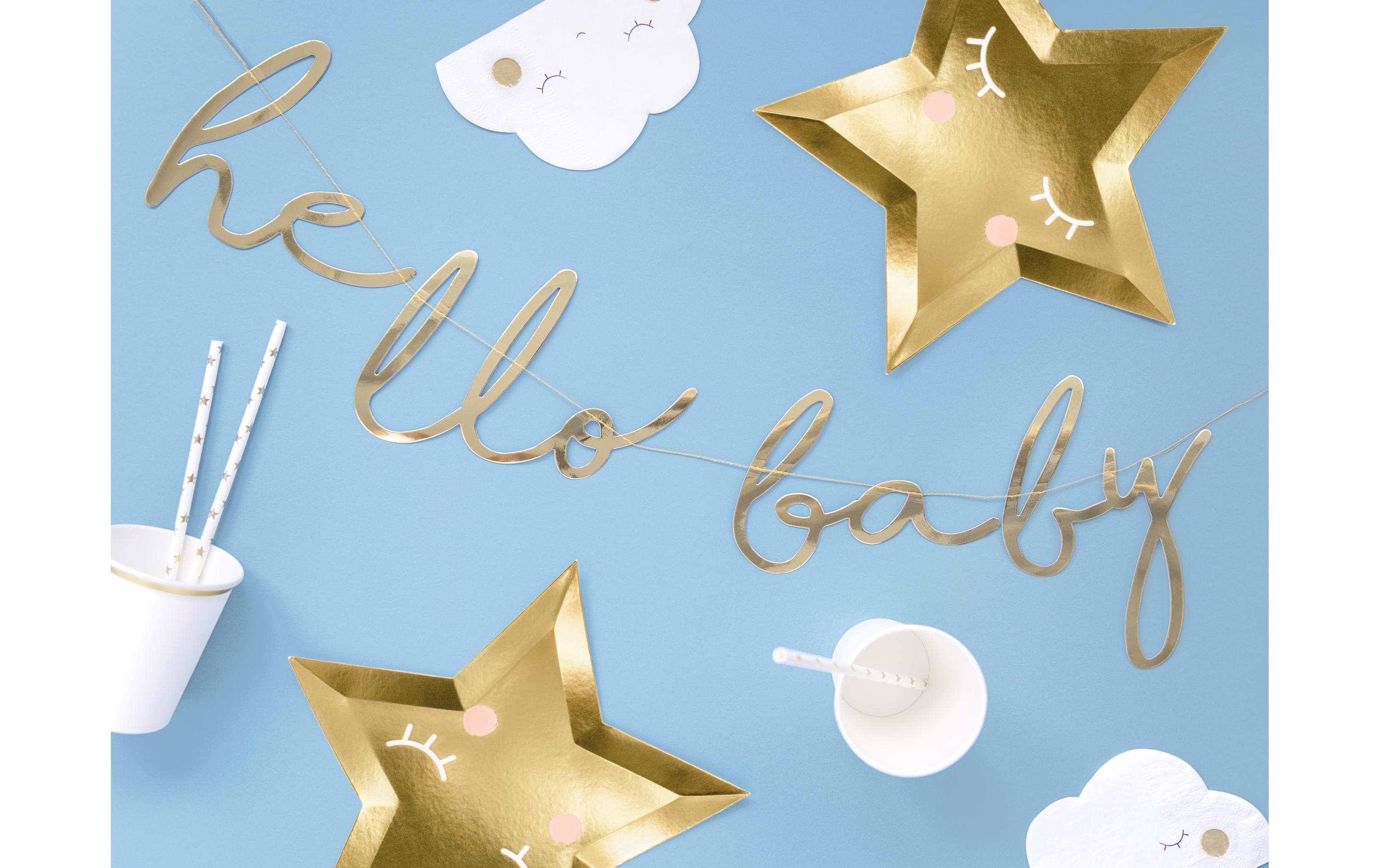 Partydeco Girlande Hello Baby 0.7 m, Gold