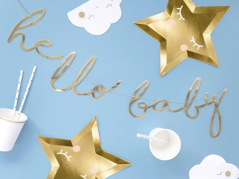 Partydeco Girlande Hello Baby 0.7 m, Gold