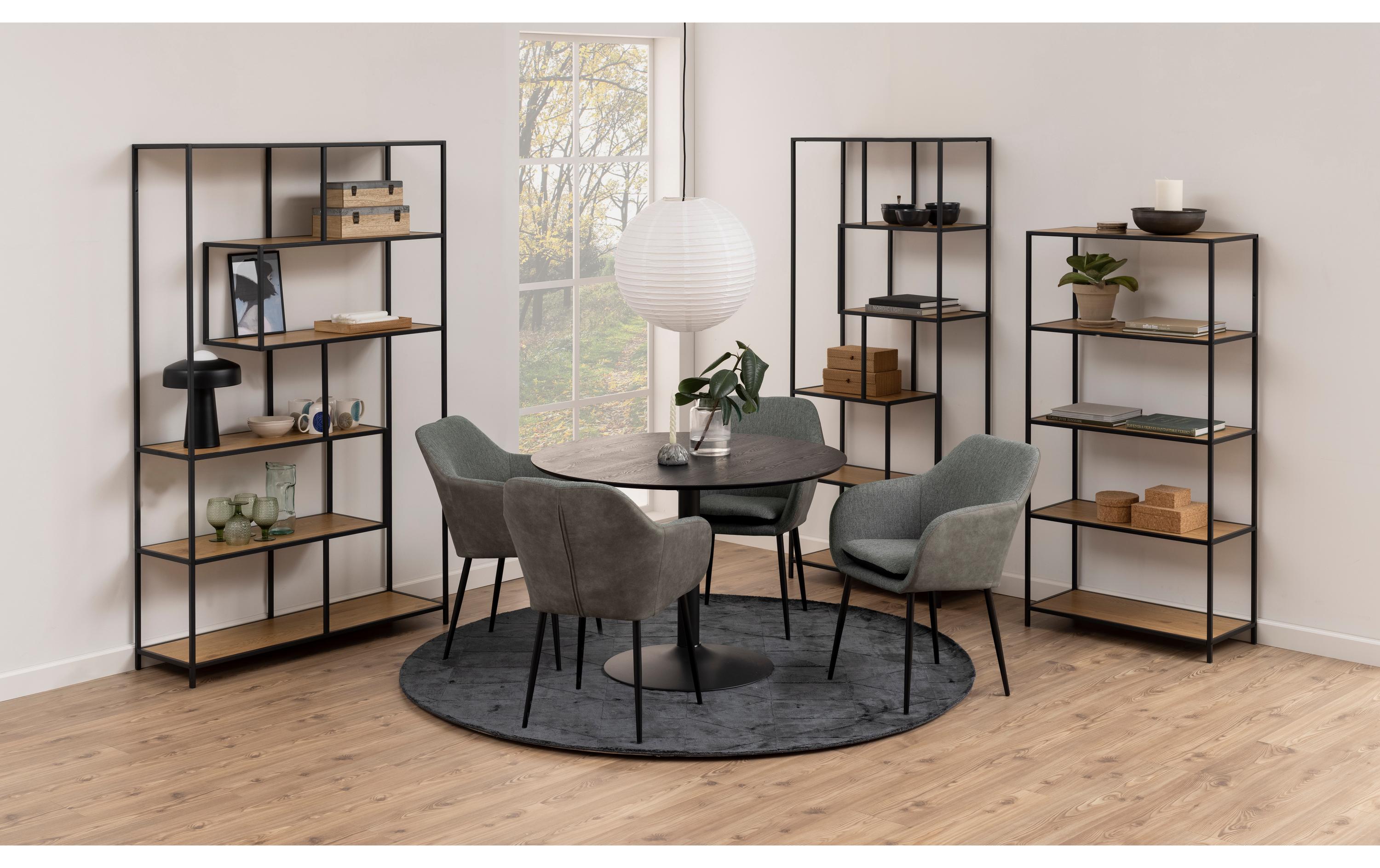 AC Design Regal Seaford 77 x 35 x 150 cm, Eiche/Schwarz matt