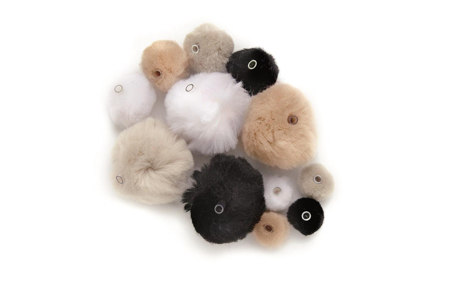 Glorex Pompon mit Öse, Schwarz/Weiss/Grau Glorex Pompon mit Öse, Schwarz/Weiss/Grau