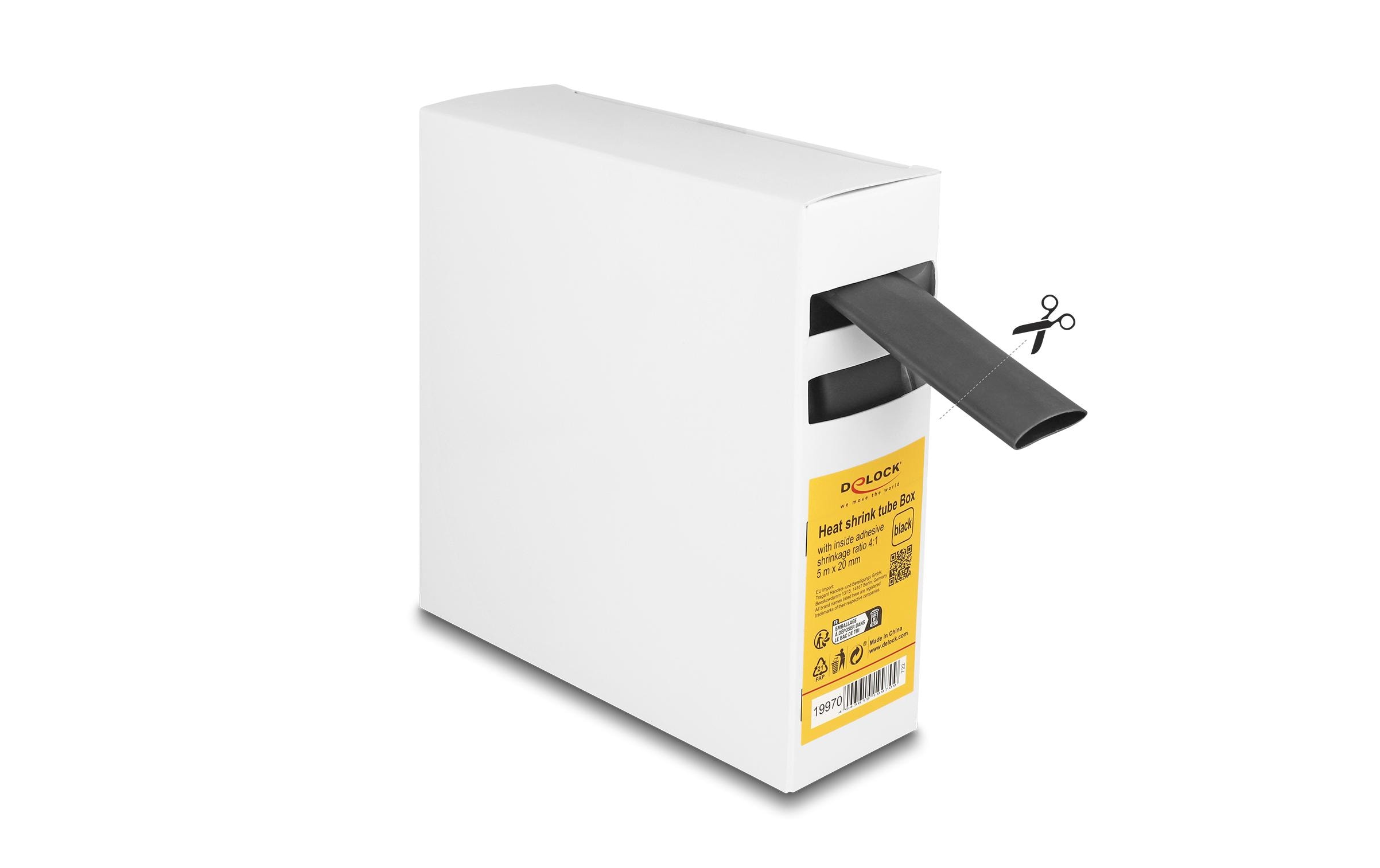Delock Schrumpfschlauch Box mit Innenkleber 5 m x 20 mm Schwarz Delock Schrumpfschlauch Box mit Innenkleber 5 m x 20 mm Schwarz