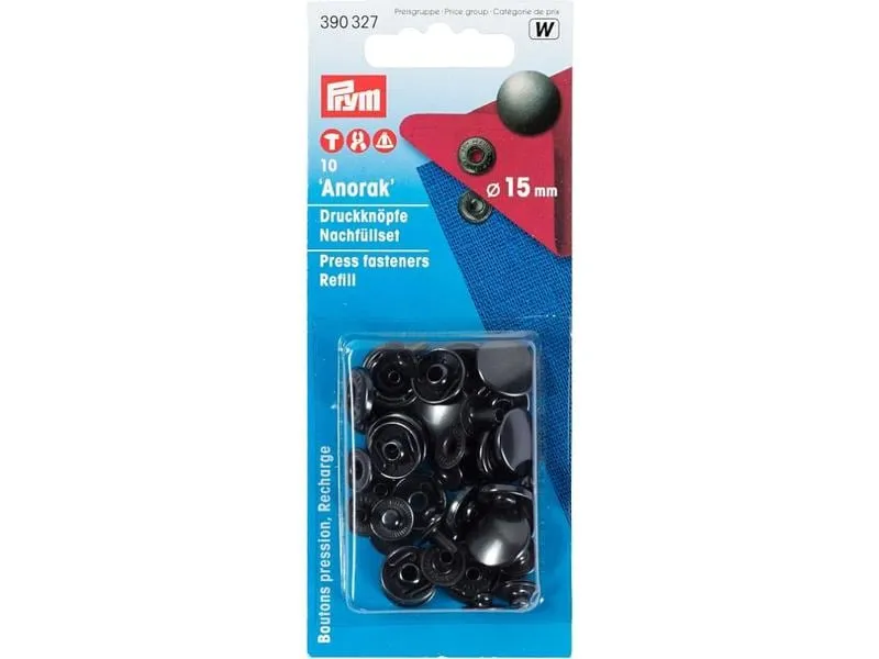 Prym Druckknöpfe Anorak Brüniert, 15 mm