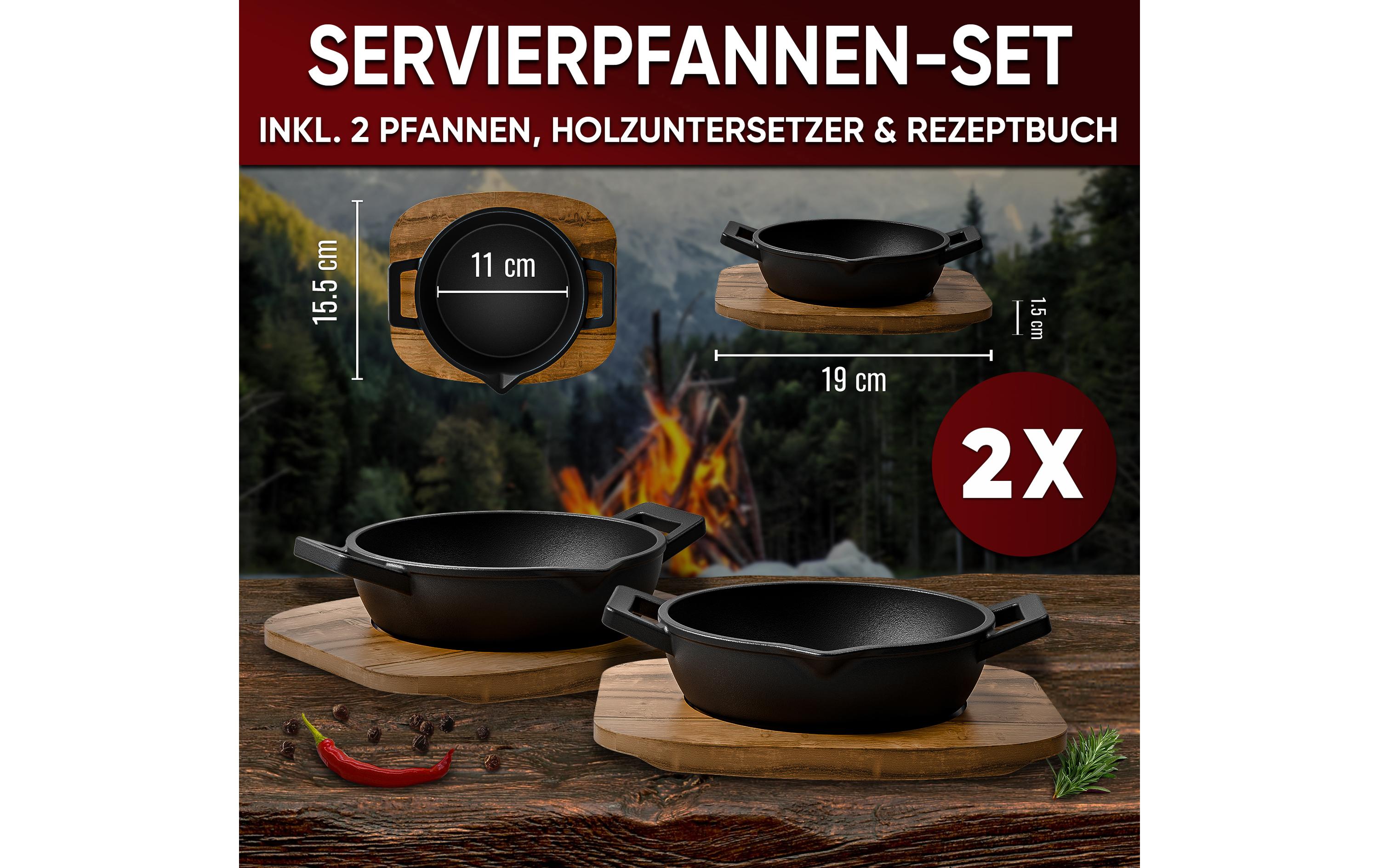 Gusskoenig Mini Rundpfanne Set mit Holzsockel