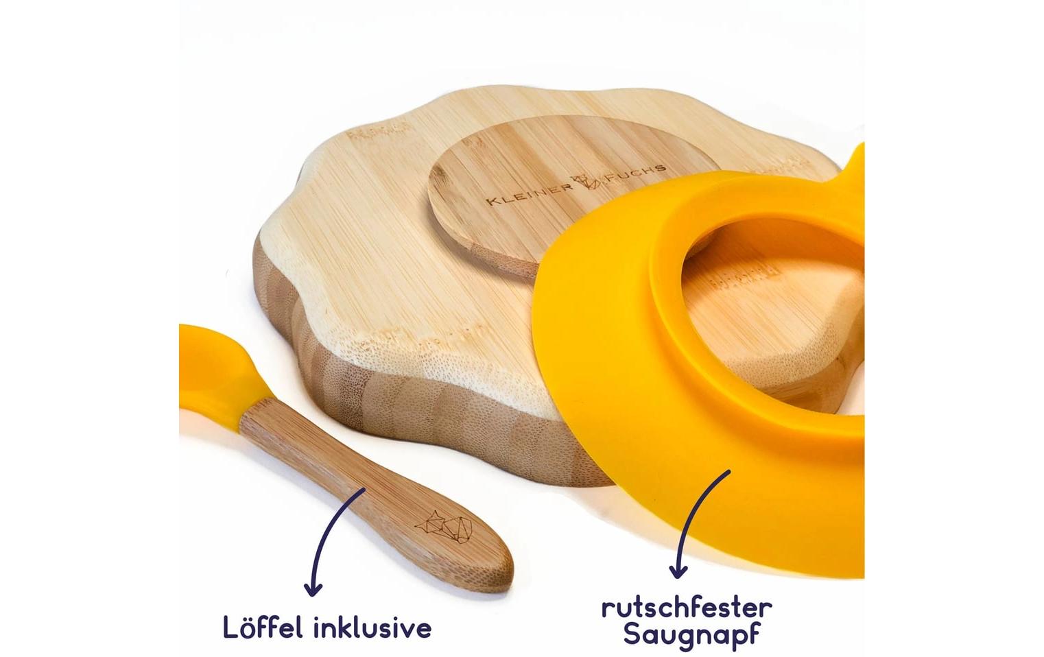 Kleinfuchs Kinderteller Bambus Löwe Gelb Kleinfuchs Kinderteller Bambus Löwe Gelb