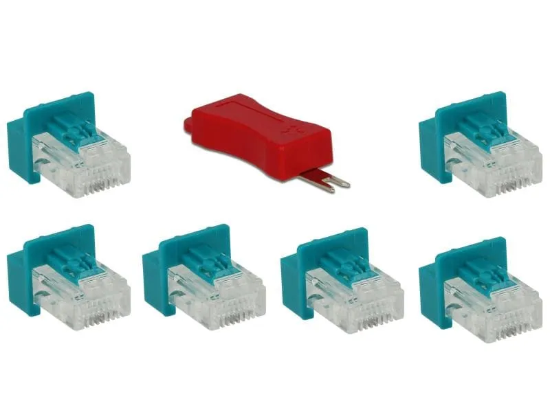 Delock Clip RJ45 Portverriegelung inkl. Stecker Set 6 Stück