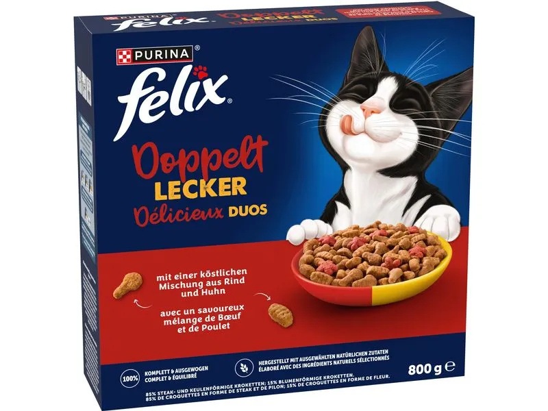 Felix Trockenfutter Doppelt Lecker Adult Fleisch 800 g Felix Trockenfutter Doppelt Lecker Adult Fleisch 800 g