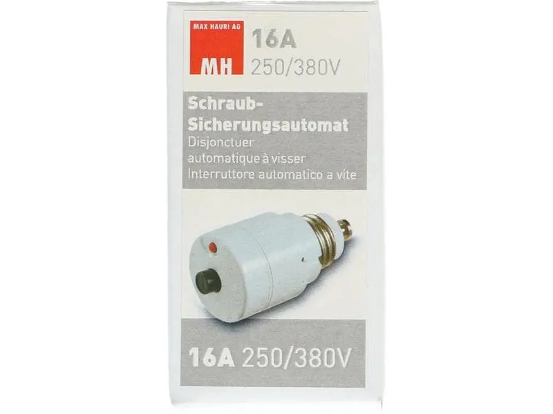 Max Hauri Schmelzsicherung Schraubautomat 16A, 250/380 V Max Hauri Schmelzsicherung Schraubautomat 16A, 250/380 V