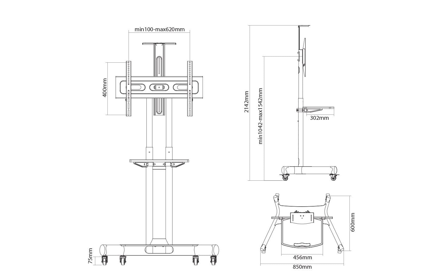 NEOMOUNTS TV-Trolley NM-M1700 Schwarz