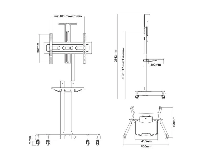 NEOMOUNTS TV-Trolley NM-M1700 Schwarz