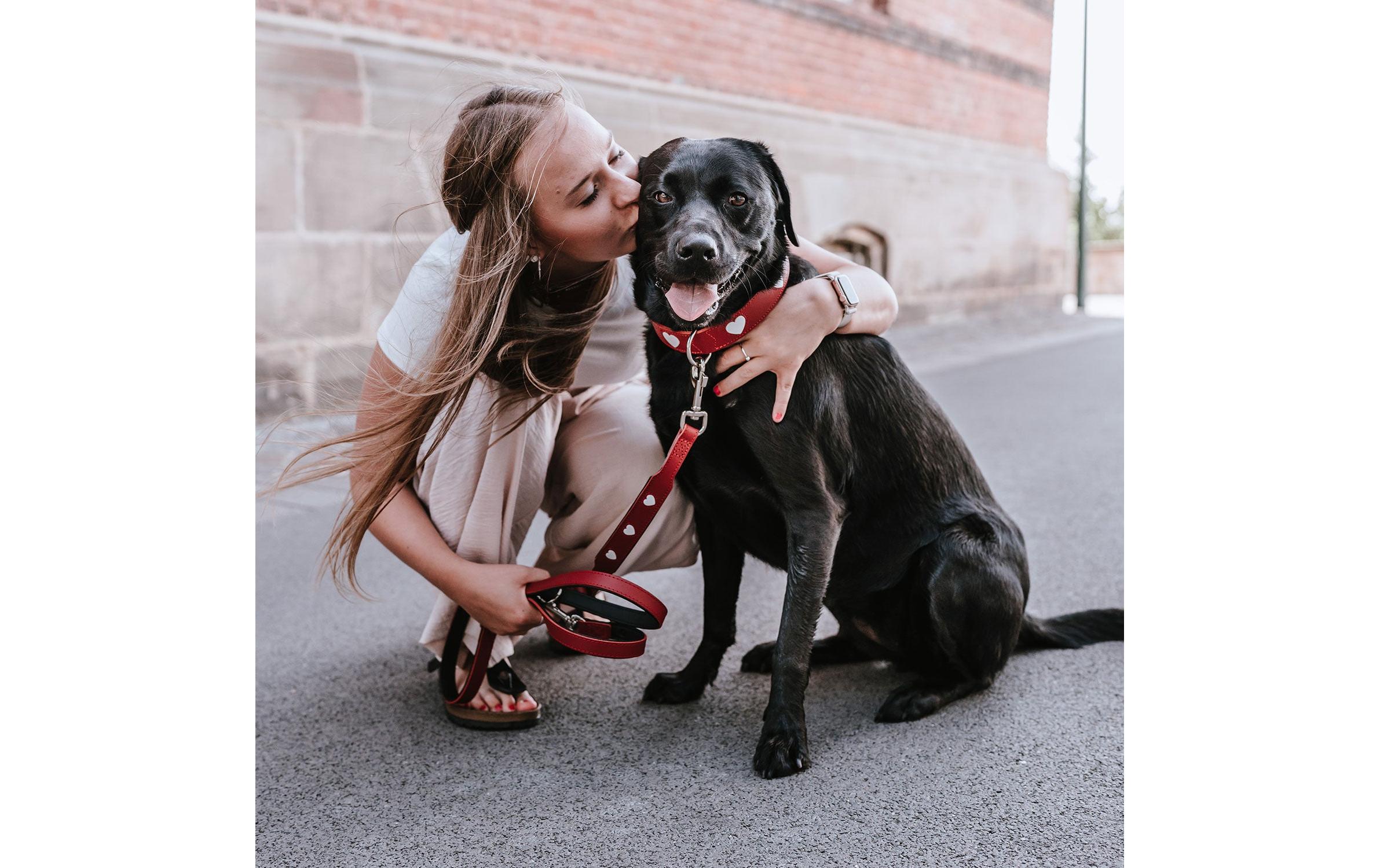 Hunter Verstellbare Führleine Love, 13/200, Rot/Schwarz