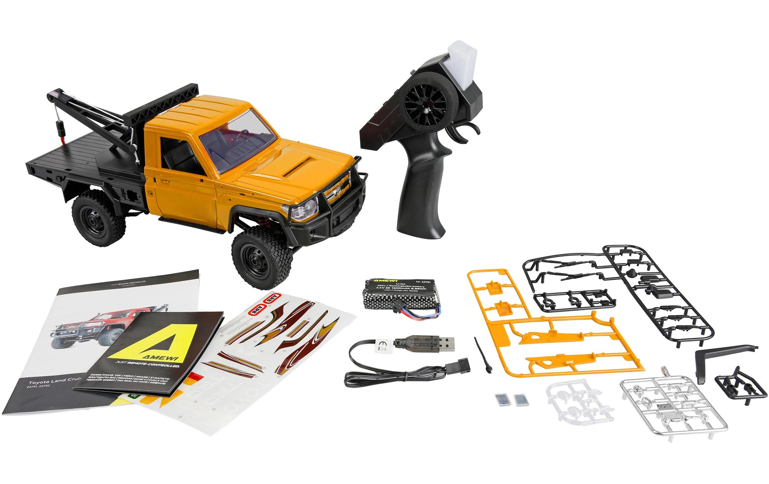 Amewi Toyota Land Cruiser Abschleppwagen 1:12 RTR Gelb Amewi Toyota Land Cruiser Abschleppwagen 1:12 RTR Gelb