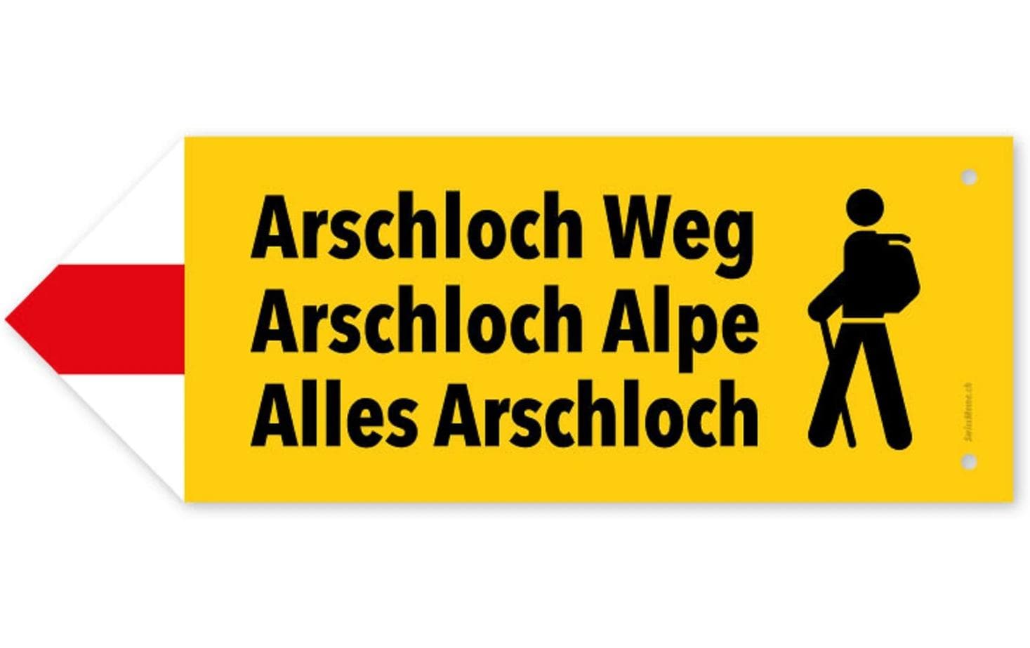 Swissmeme Wegweiser Arschloch Alpe, 27.5 x 10 cm