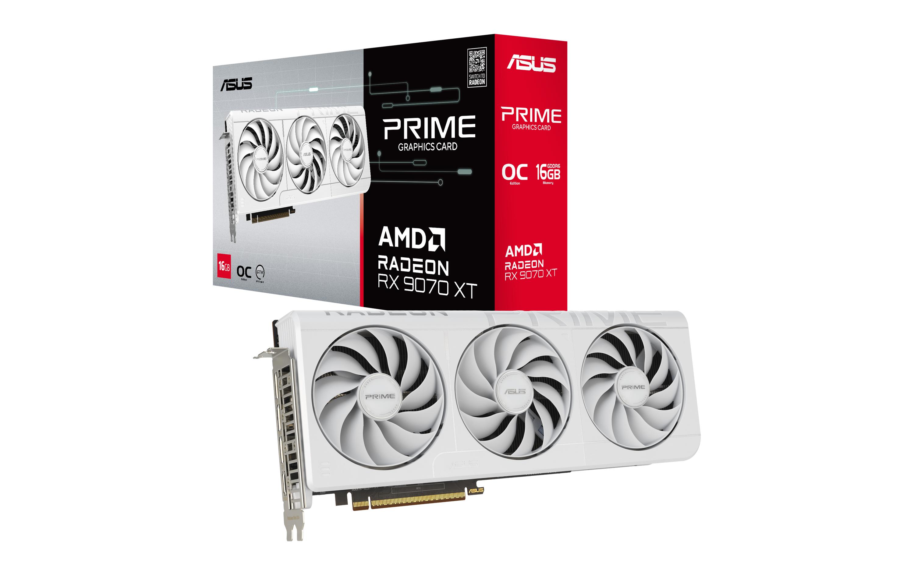 ASUS Grafikkarte Prime Radeon RX 9070 XT OC Edition 16GB Weiss