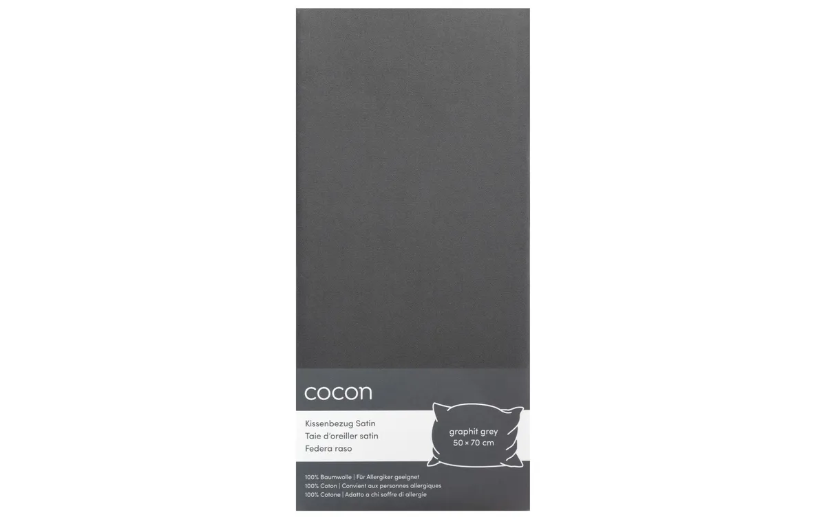 COCON Kopfkissenbezug Satin 50 x 70 cm, Graphit, 2 Stück COCON Kopfkissenbezug Satin 50 x 70 cm, Graphit, 2 Stück