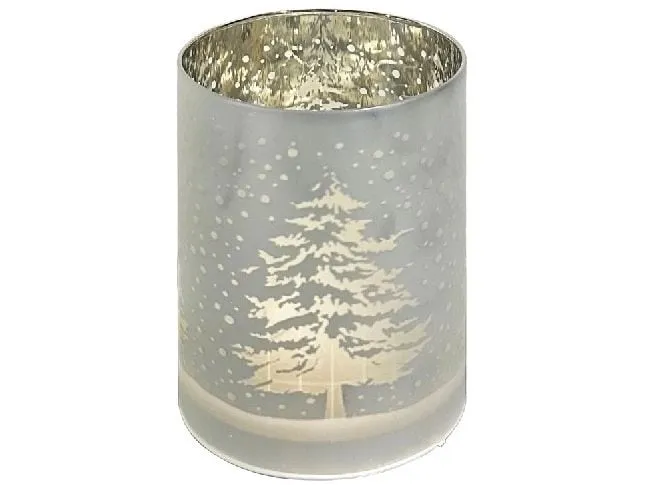 Dameco LED Windlicht Glas Silber Dameco LED Windlicht Glas Silber