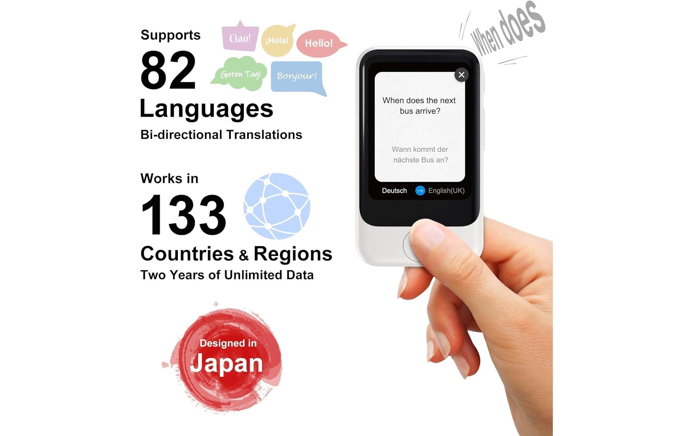 Pocketalk Übersetzer S2 Plus Weiss