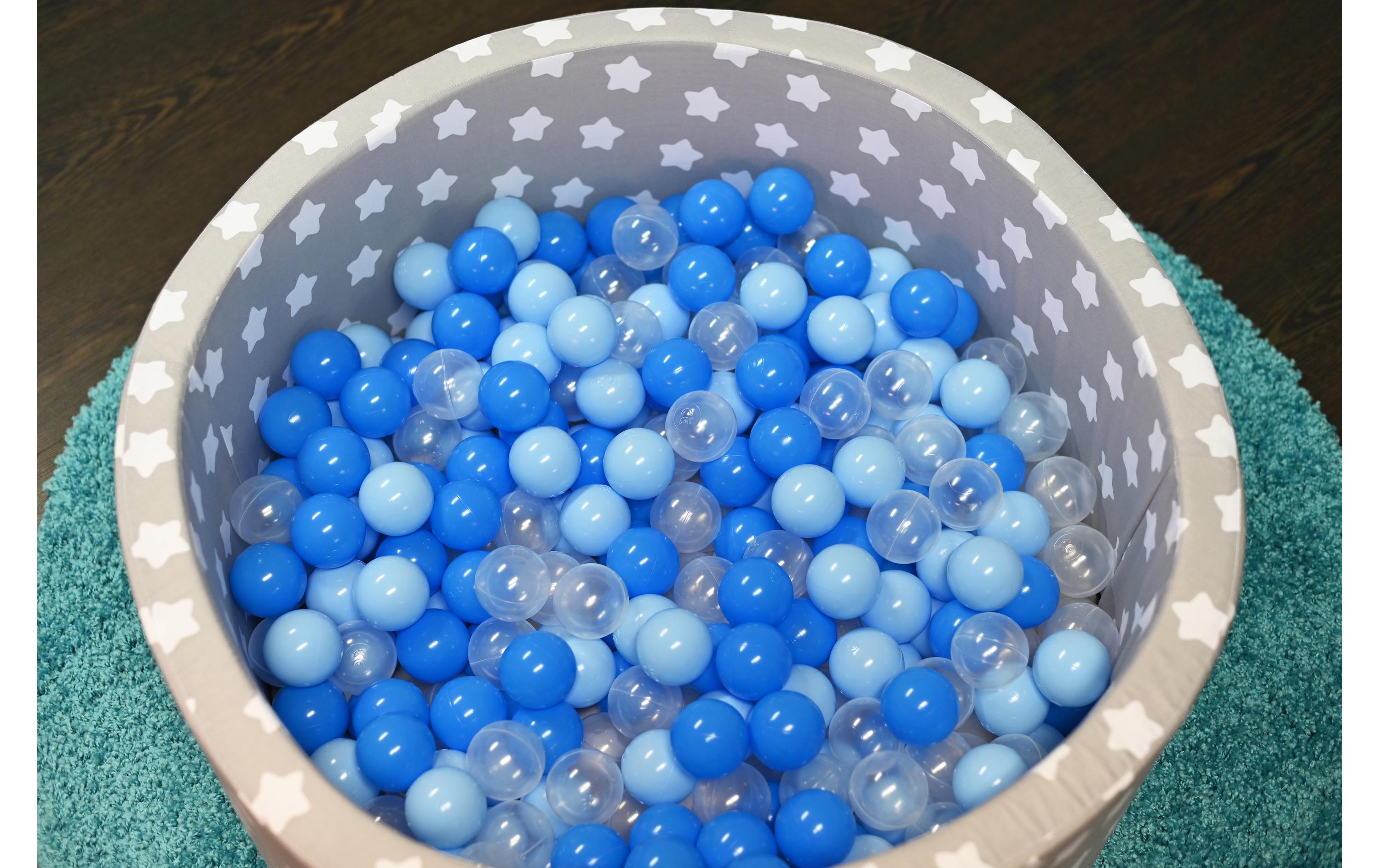 Knorrtoys Bällebad Grey White Stars 300 Bälle blue/blue/transparent