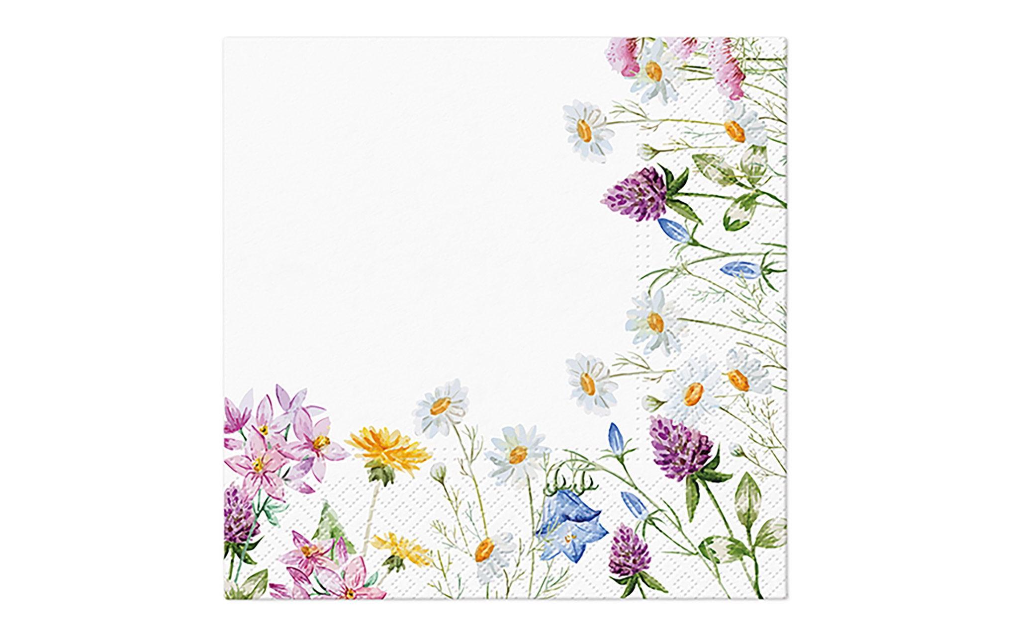 G. Wurm Papierservietten Blumenwiese 33 cm x 33 cm, 20 Stück