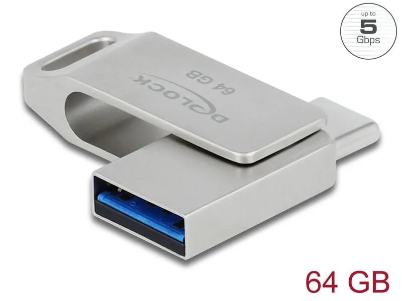 Delock USB-Stick 3.2 Gen 1 USB-C + Typ-A 64 GB Delock USB-Stick 3.2 Gen 1 USB-C + Typ-A 64 GB