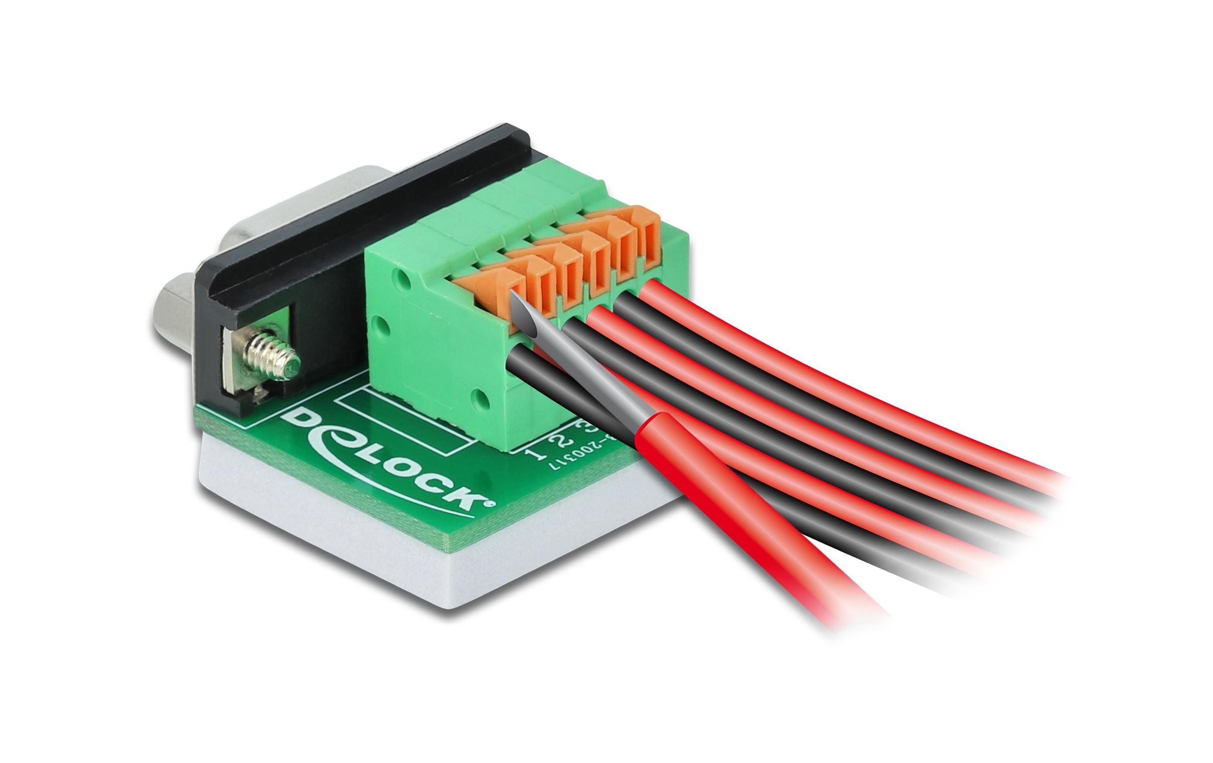 Delock Adapter Terminalblock RS232 DB9 Buchse horizontal 0 m
